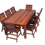 9 Piece Rectangle Wideboard Dining set in Merbau