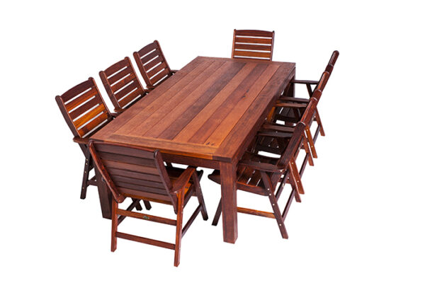 9 Piece Rectangle Wideboard Dining set in Merbau
