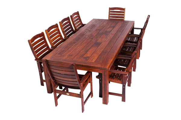 11 Piece Rectangle Wideboard Dining set in Solid Merbau