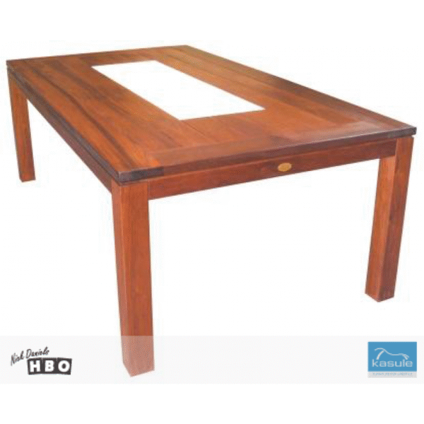 Solid Timber Outdoor Dining Tables - Marble Inserts - Image 2